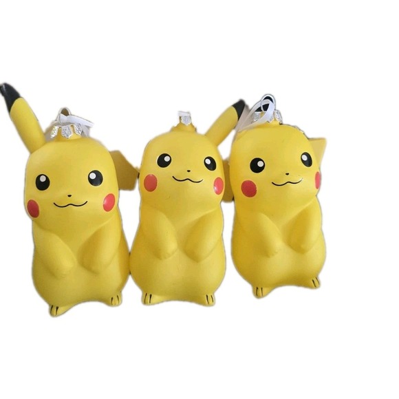 Hallmark Other - Lot Of 3 Hallmark Ornament Blown Glass Pokemon Pikachu Christmas‎ Tree